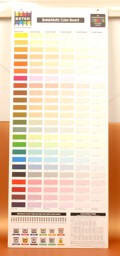 Betek Color Board Özel Kartela